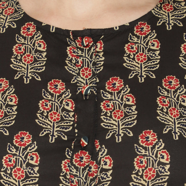 Women Block print A line kurti pant set