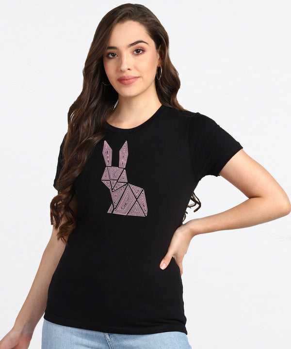Women's Sequin Motifs Embellished cotton T-shirt