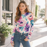 🌸 Floral Printed Spandex Bodyfit Top 🌸