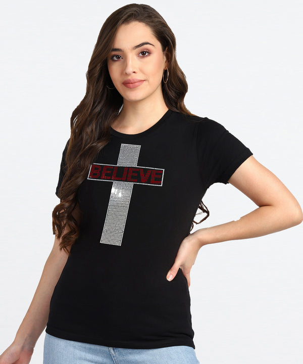 Women's Sequin Motifs Embellished cotton T-shirt