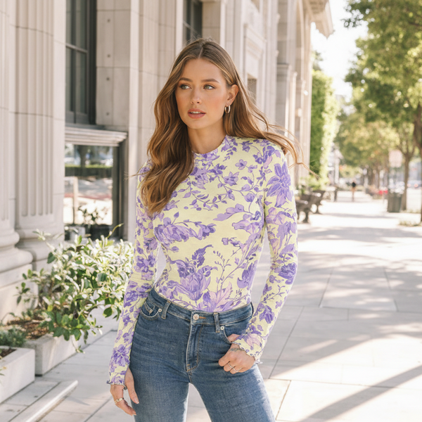 🌸 Floral Printed Spandex Bodyfit Top 🌸