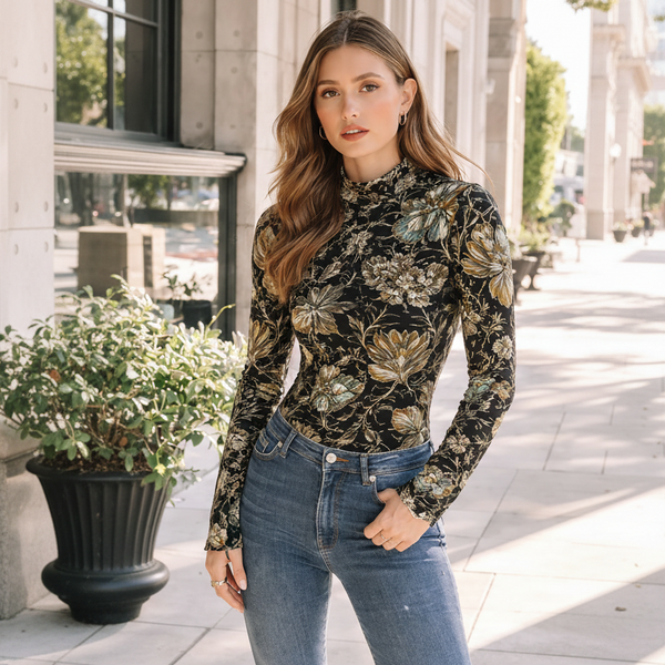🌸 Floral Printed Spandex Bodyfit Top 🌸