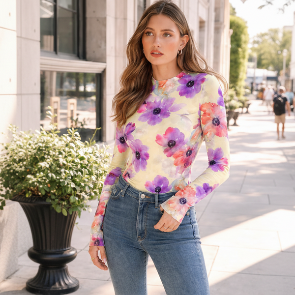 🌸 Floral Printed Spandex Bodyfit Top 🌸