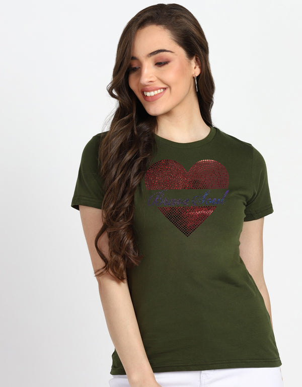 Women's Sequin Motifs Embellished cotton T-shirt