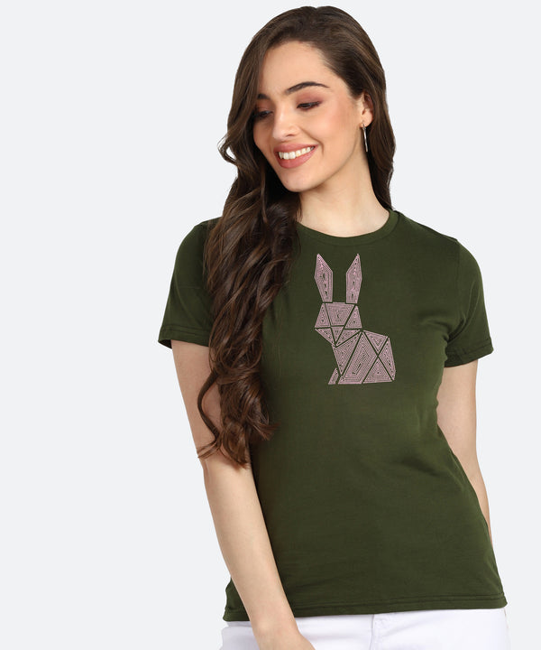 Women's Sequin Motifs Embellished cotton T-shirt