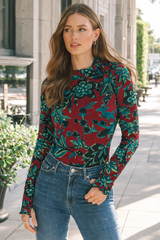 🌸 Floral Printed Spandex Bodyfit Top 🌸