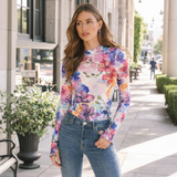 🌸 Floral Printed Spandex Bodyfit Top 🌸