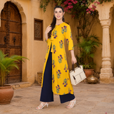 Pack of 3 Women Printed Cotton Kurti Shrug Pant set