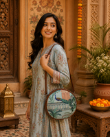Mughal Garden Print Canvas Sling Bag