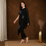 Women Sequins Motifs Embellished Asymmetric Kurti Pant Set