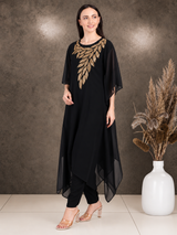 ✨ Georgette Sequins Embroidered Kaftan Pant Set