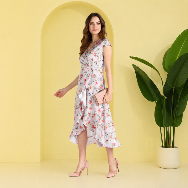 Elegant Floral Printed Crepe Dress