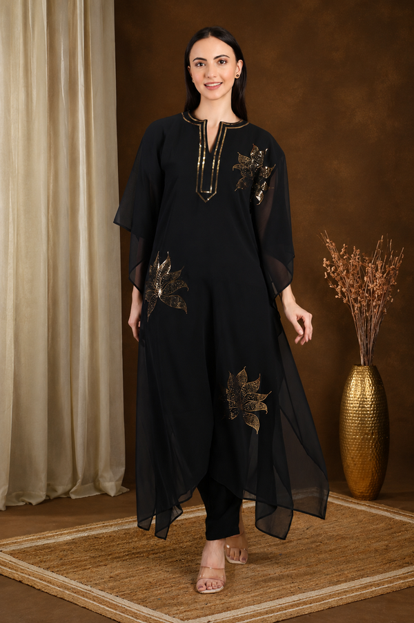 Women's Sequin Motif Embellished Georgette Kaftan Set