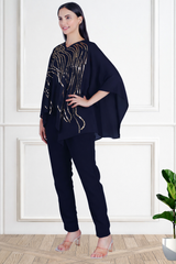 Women's Sequins Motifs Embellished Georgette Top Pant Set