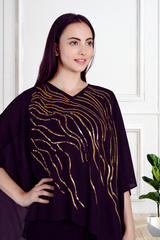 Women's Sequins Motifs Embellished Georgette Top Pant Set
