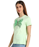 Women Sequins Motifs Embellished Cotton T-shirt