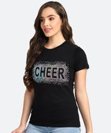 Women Sequins Motifs Embellished Cotton T-shirt