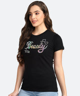 Women Sequins Motifs Embellished Cotton T-shirt