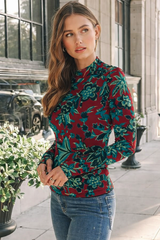 🌸 Floral Printed Spandex Bodyfit Top 🌸