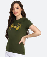 Women Sequins Motifs Embellished Cotton T-shirt
