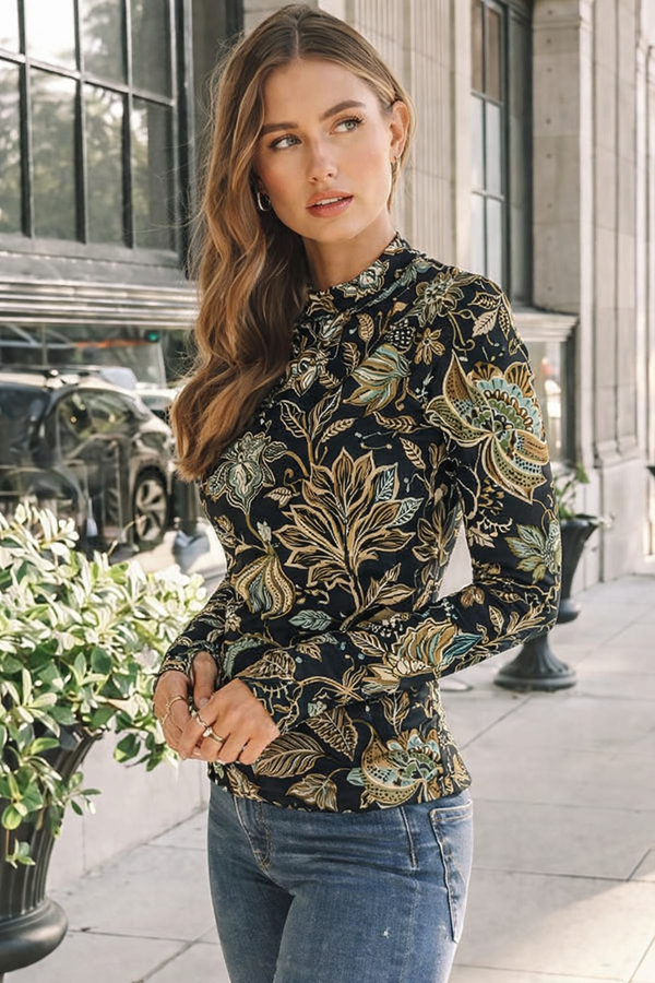 🌸 Floral Printed Spandex Bodyfit Top 🌸