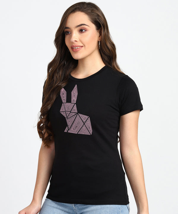 Women's Sequin Motifs Embellished cotton T-shirt