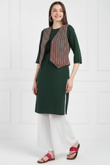 🌺 Women’s Ethnic Printed Jacket Kurti & Palazzo Set
