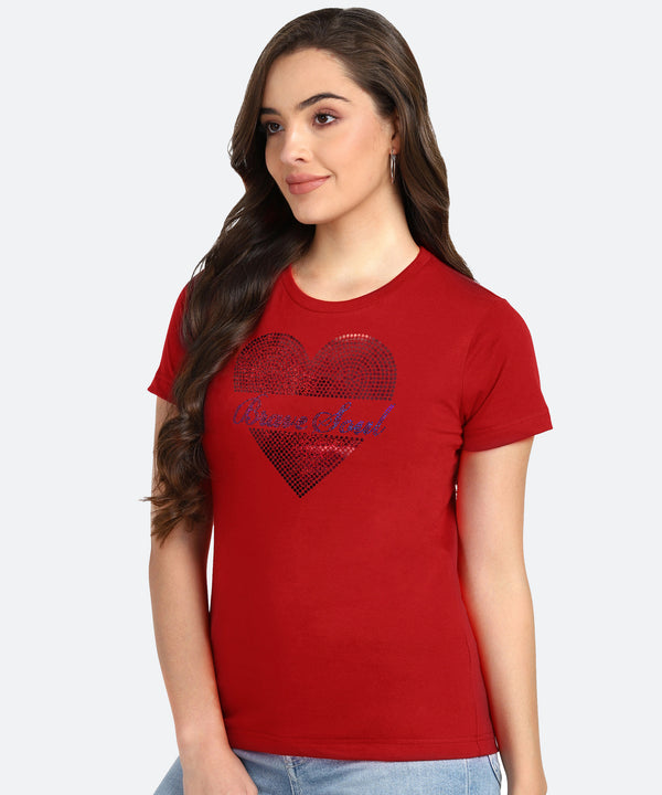 Women's Sequin Motifs Embellished cotton T-shirt
