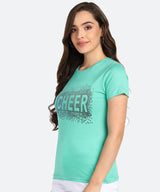 Women Sequins Motifs Embellished Cotton T-shirt