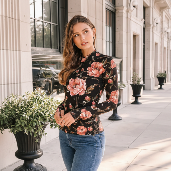🌸 Floral Printed Spandex Bodyfit Top 🌸