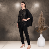 Women's Sequins Motifs Embellished Georgette Top Pant Set
