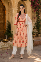 🌸 Women’s Ethnic Cotton Printed Kurti & Pant Set