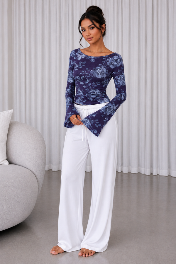 Floral Printed Spandex Top & Pant Co-ord Set for Women