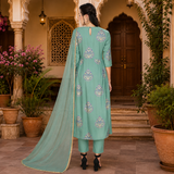 🌸 Women’s Ethnic Printed anarkali Kurti & Pant Set  with dupatta