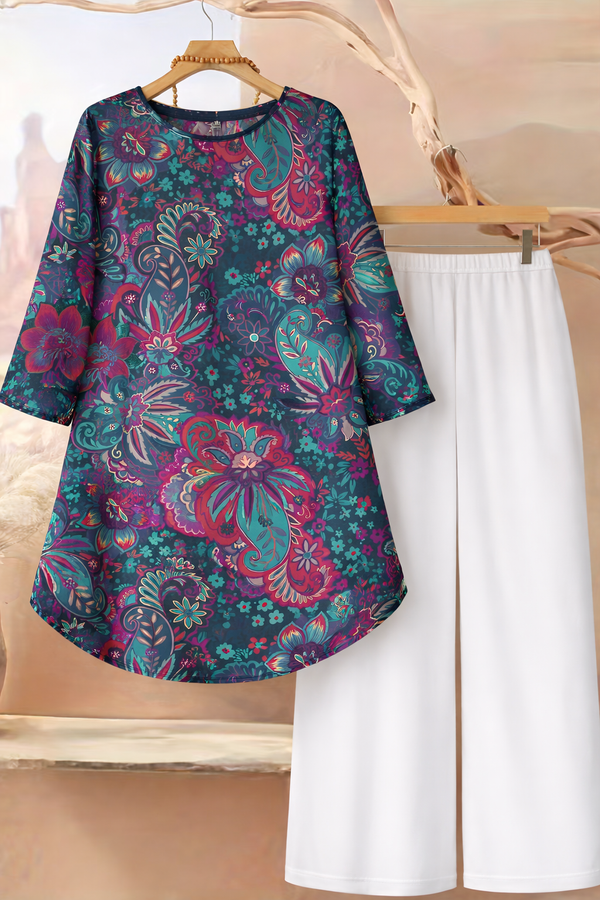 🌸 Spandex Floral Printed Top & Pant Set 🌸