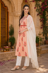 🌸 Women’s Ethnic Cotton Printed Kurti & Pant Set