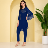 Women Georgette Asymmetric Kurta Pant Set INDW 02 BLUE