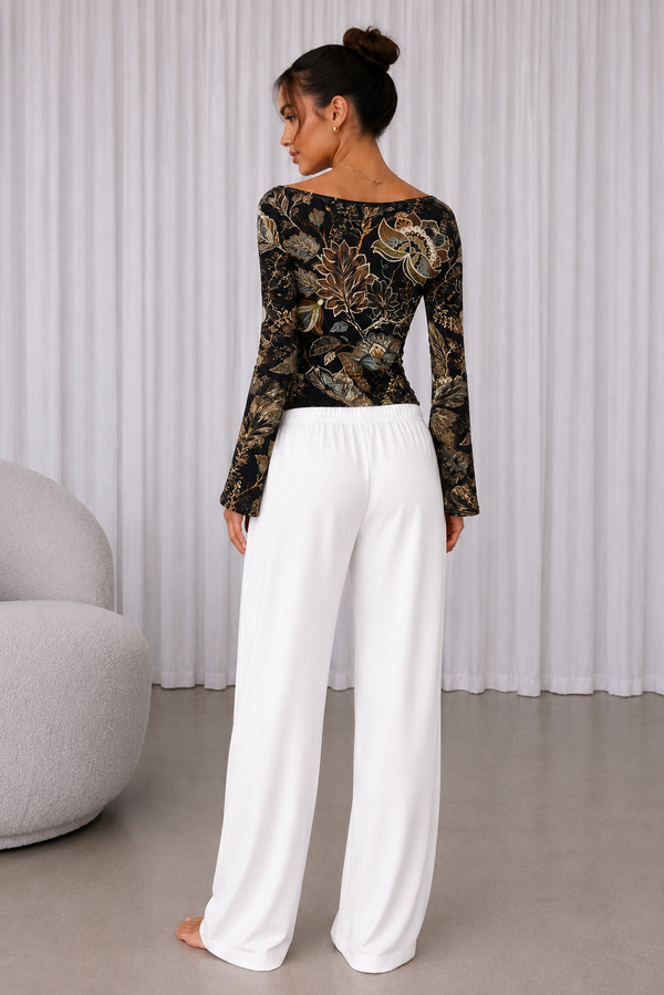 Floral Printed Spandex Top & Pant Co-ord Set for Women