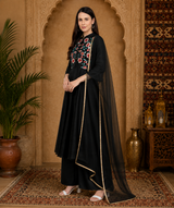 🌸 Midnight Bloom Embroidered Rayon Kurta Set with Dupatta