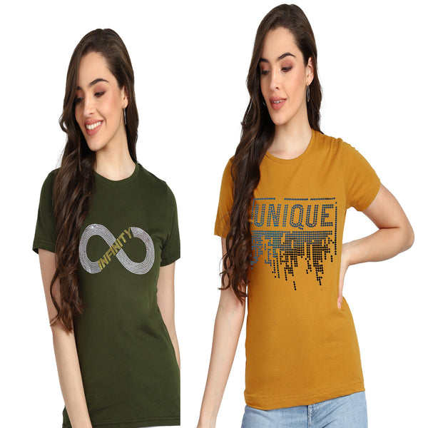 ✨ Women’s Sequin Motifs Cotton T-Shirt Combo – 2 Stylish Tees for ₹599 (MRP ₹2,099) ✨