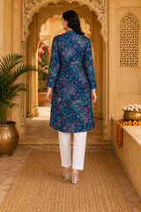 🌺 Floral print spandex kurti‑pant co‑ord set