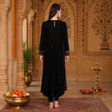 Women's Black Floral Printed A-Line Kurta with  Pant
