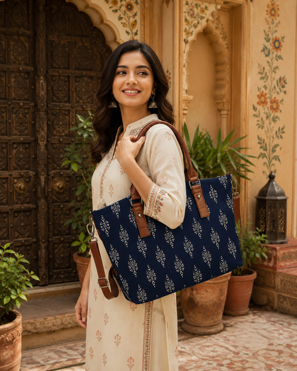 Paisley Print Canvas Tote Bag