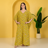Floral Blossom Satin Kaftan – Elegant Floral Print Lounge & Resort Wear