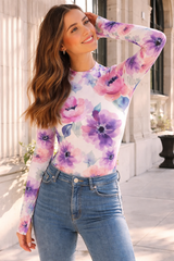 🌸 Floral Printed Spandex Bodyfit Top 🌸