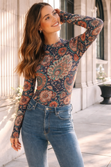 🌸 Floral Printed Spandex Bodyfit Top 🌸