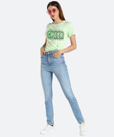 Women Sequins Motifs Embellished Cotton T-shirt