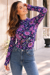 🌸 Floral Printed Spandex Bodyfit Top 🌸