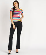 Shimmer in Style with the Pack of 2 Women's Cotton Sequins Motifs T-Shirts