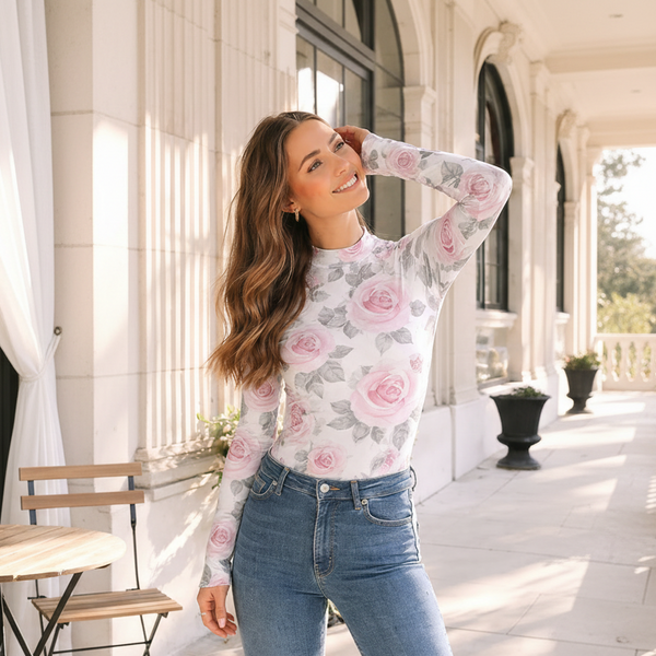 🌸 Floral Printed Spandex Bodyfit Top 🌸